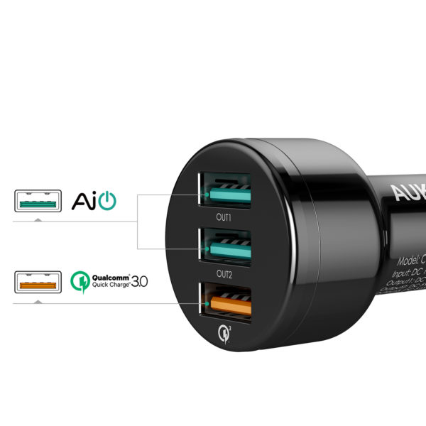 AUKEY Car Charger 2-Port Fast Charging with Cable - Image 3