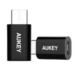 محول AUKEY Unity Adapt CM 2.0 USB-C إلى Micro-USB باللون الأسود - تحويل سريع وفعال