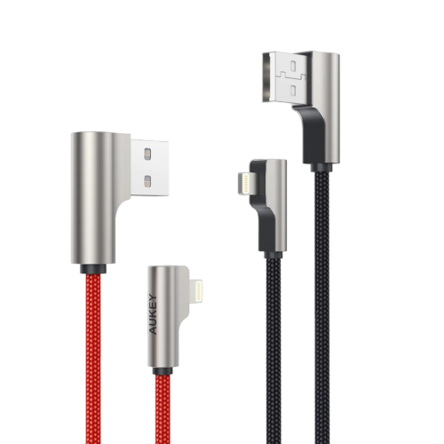 AUKEY Impulse Braided USB-C to USB-C 90 Degree Angle Cable 2 Pack 2m
